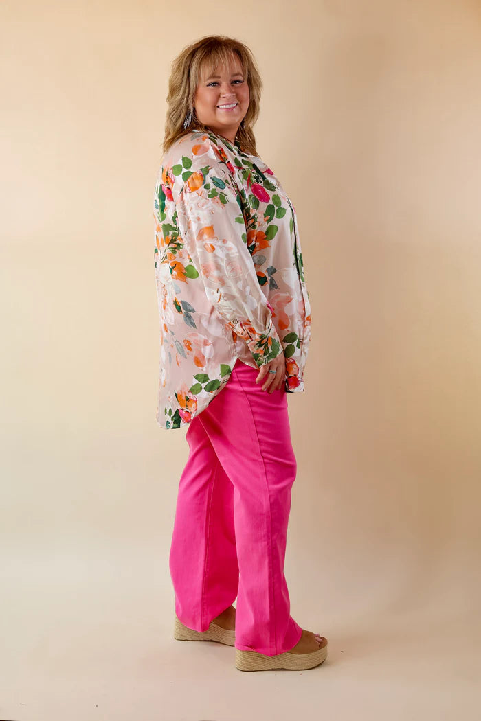 Judy Blue | Brighter Than The Sun Garment Dyed 90's Straight Leg Pants in Hot Pink - preenteronline