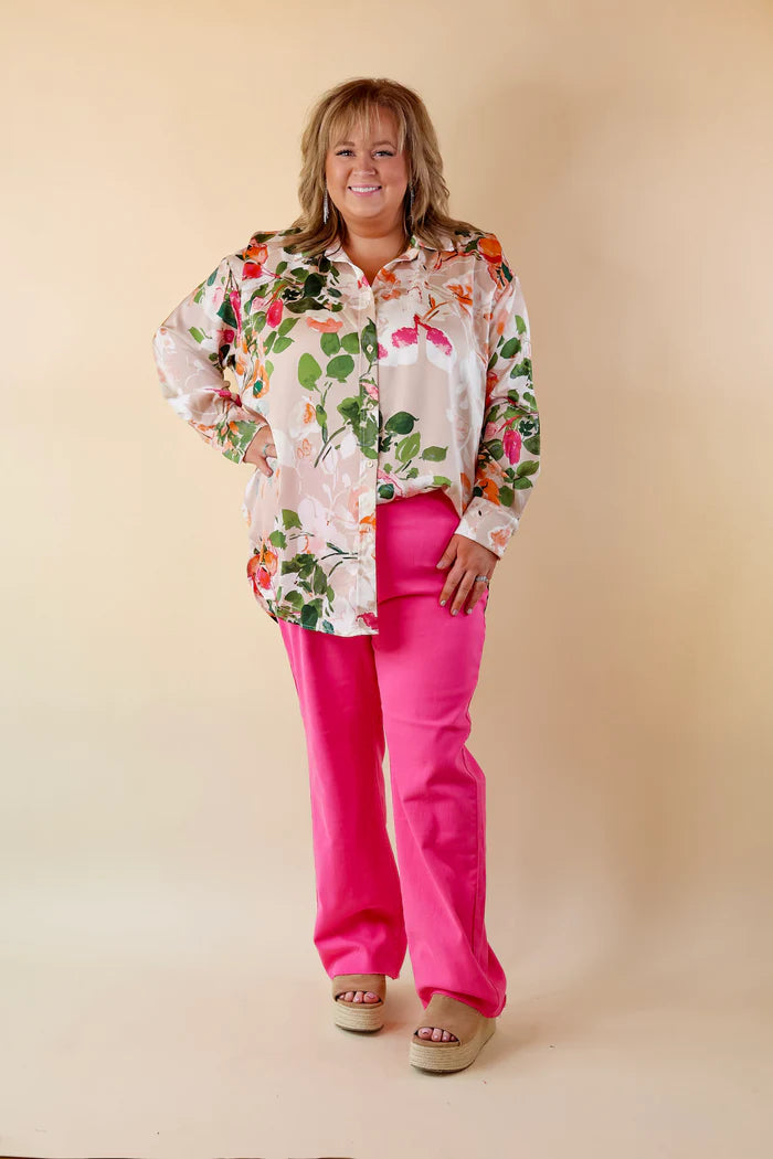 Judy Blue | Brighter Than The Sun Garment Dyed 90's Straight Leg Pants in Hot Pink - preenteronline