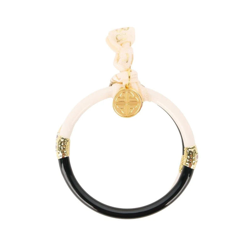 BuDhaGirl | Set of Two | Yin & Yang All Weather Bangles in Black/Ivory - preenteronline