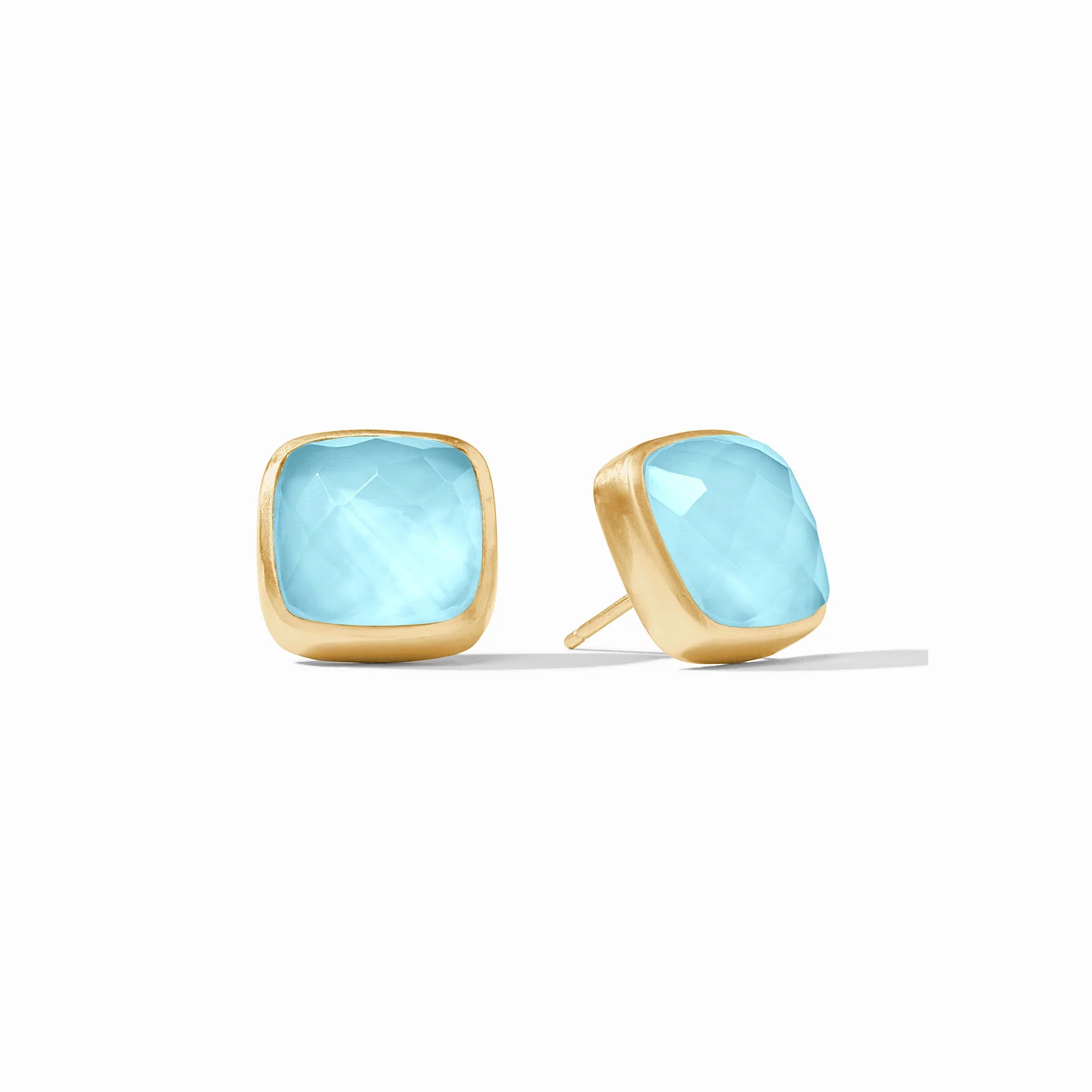 Julie Vos | Catalina Stud Earrings with Capri Blue Crystals in Gold - preenteronline