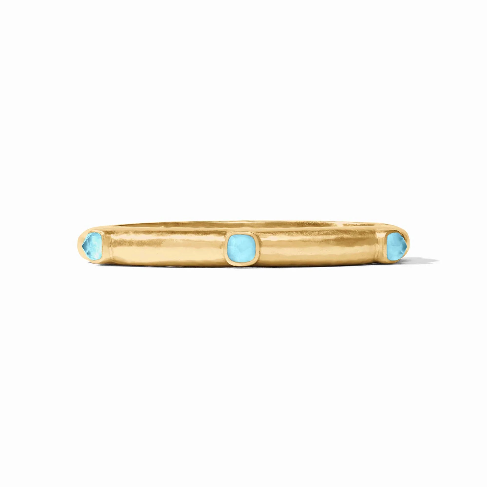 Julie Vos | Catalina Hinge Bangle with Iridescent Capri Blue Crystals in Gold - preenteronline