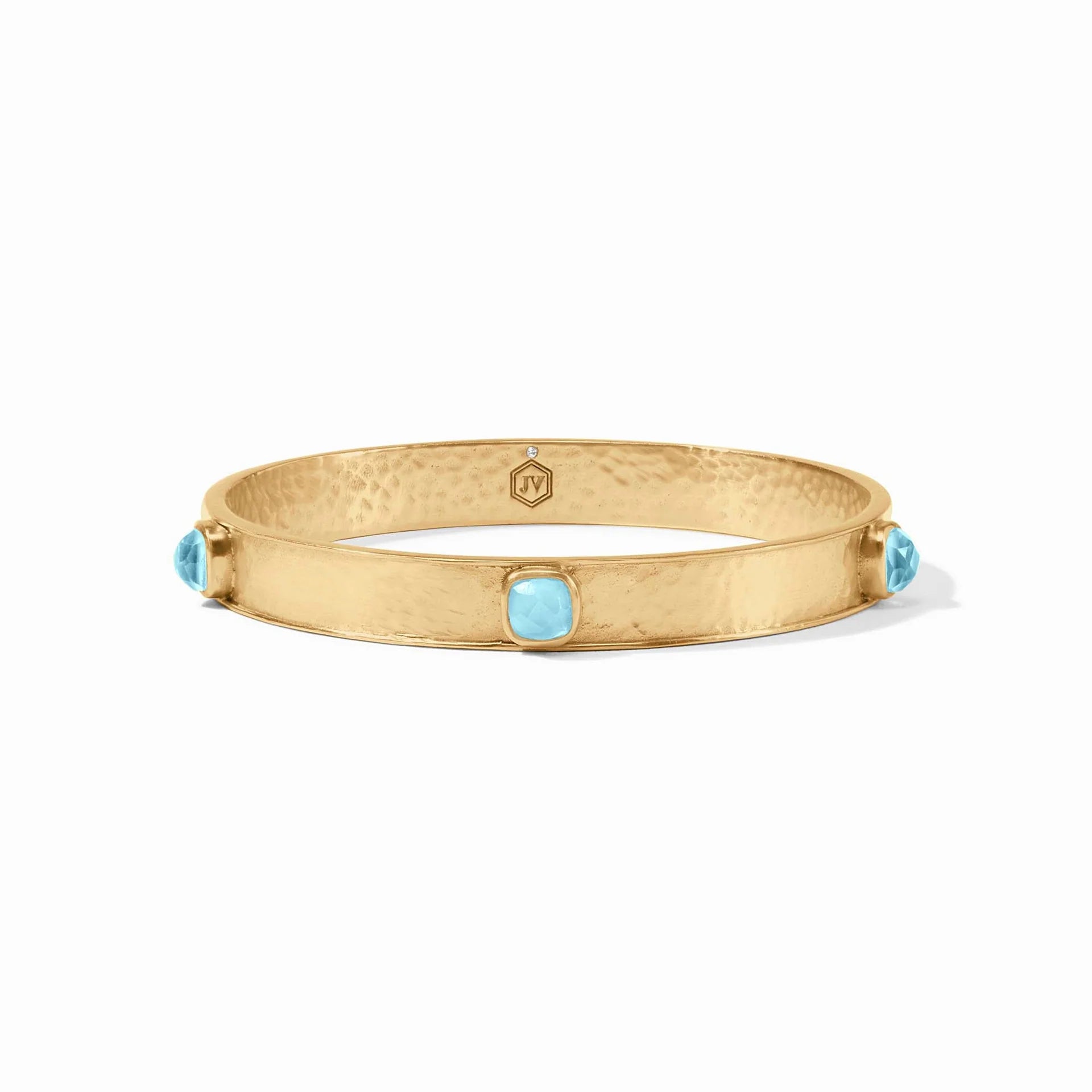 Julie Vos | Catalina Stone Bangle with Iridescent Capri Blue Stones in Gold - preenteronline