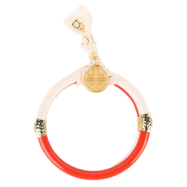 BuDhaGirl | Set of Two | Yin & Yang All Weather Bangles in Coral/Ivory - preenteronline