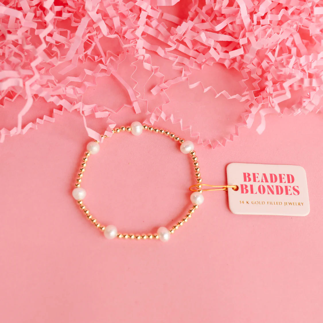 Beaded Blondes | Kate Pearl Bracelet in Gold