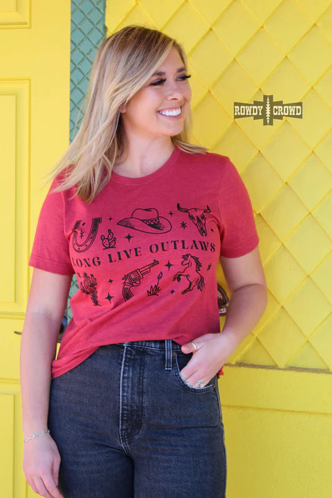 Online Exclusive | Long Live Outlaws Short Sleeve Graphic Tee in Red - preenteronline