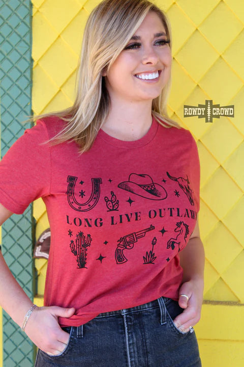 Online Exclusive | Long Live Outlaws Short Sleeve Graphic Tee in Red - preenteronline