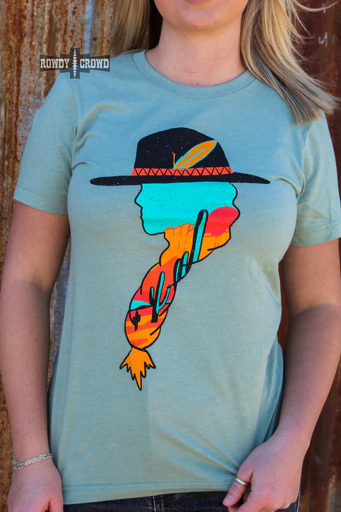 Online Exclusive | Cowgirl Desert Short Sleeve Graphic Tee in Blue - preenteronline