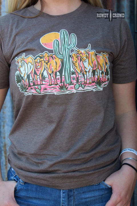 Online Exclusive | Cattle Drive Short Sleeve Graphic Tee in Brown - preenteronline