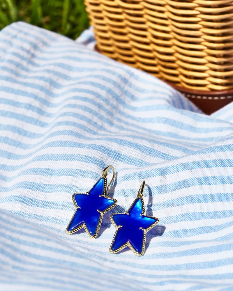 Kendra Scott | Ada Gold Star Drop Earrings in Cobalt Blue Illusion - preenteronline