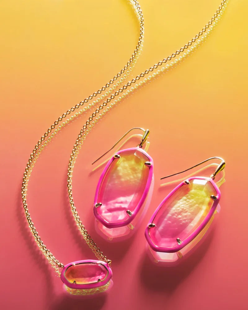 Kendra Scott | Elle Gold Enamel Framed Drop Earrings in Sunset Ombre Illusion - preenteronline