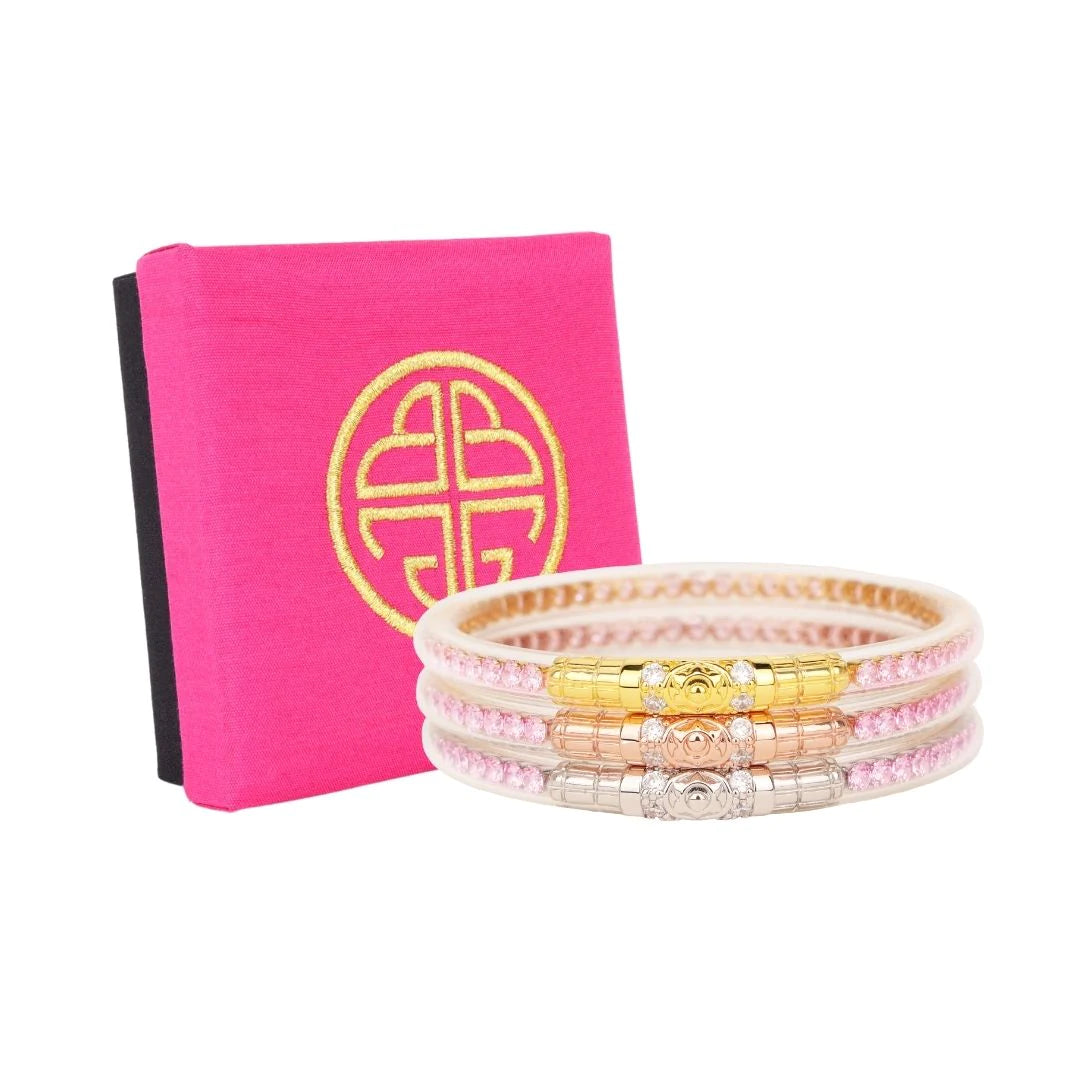 BuDhaGirl | Set of Three | Three Queens All Weather Bangles in Petal Pink - preenteronline