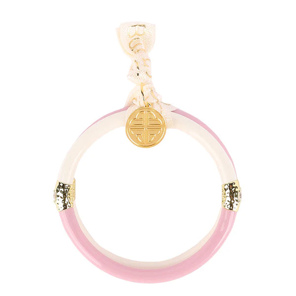 BuDhaGirl | Set of Two | Yin & Yang All Weather Bangles in Pink/Ivory - preenteronline