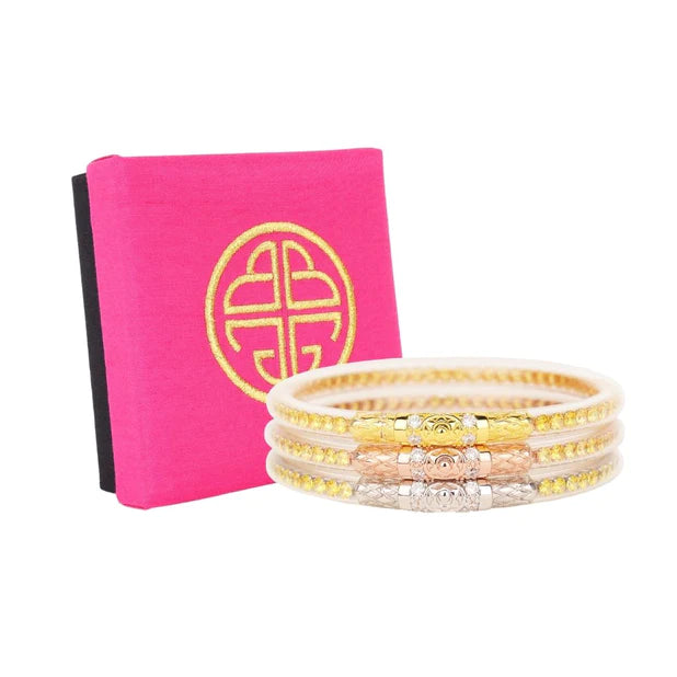 BuDhaGirl | Set of Three | Three Queens All Weather Bangles in Yellow Rose - preenteronline