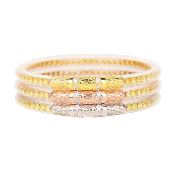 BuDhaGirl | Set of Three | Three Queens All Weather Bangles in Yellow Rose - preenteronline