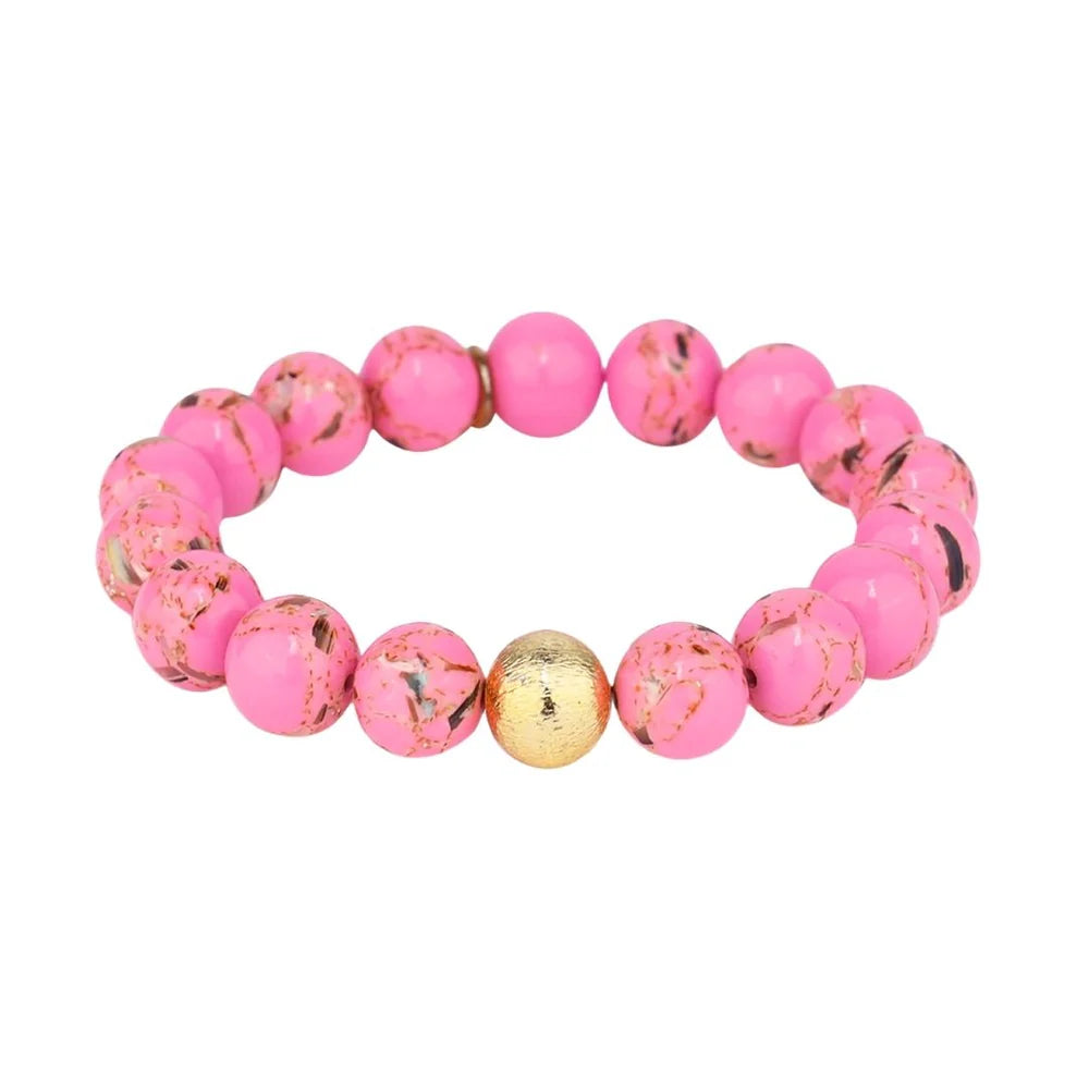 BuDhaGirl | Marble Beaded Bracelet in Pink