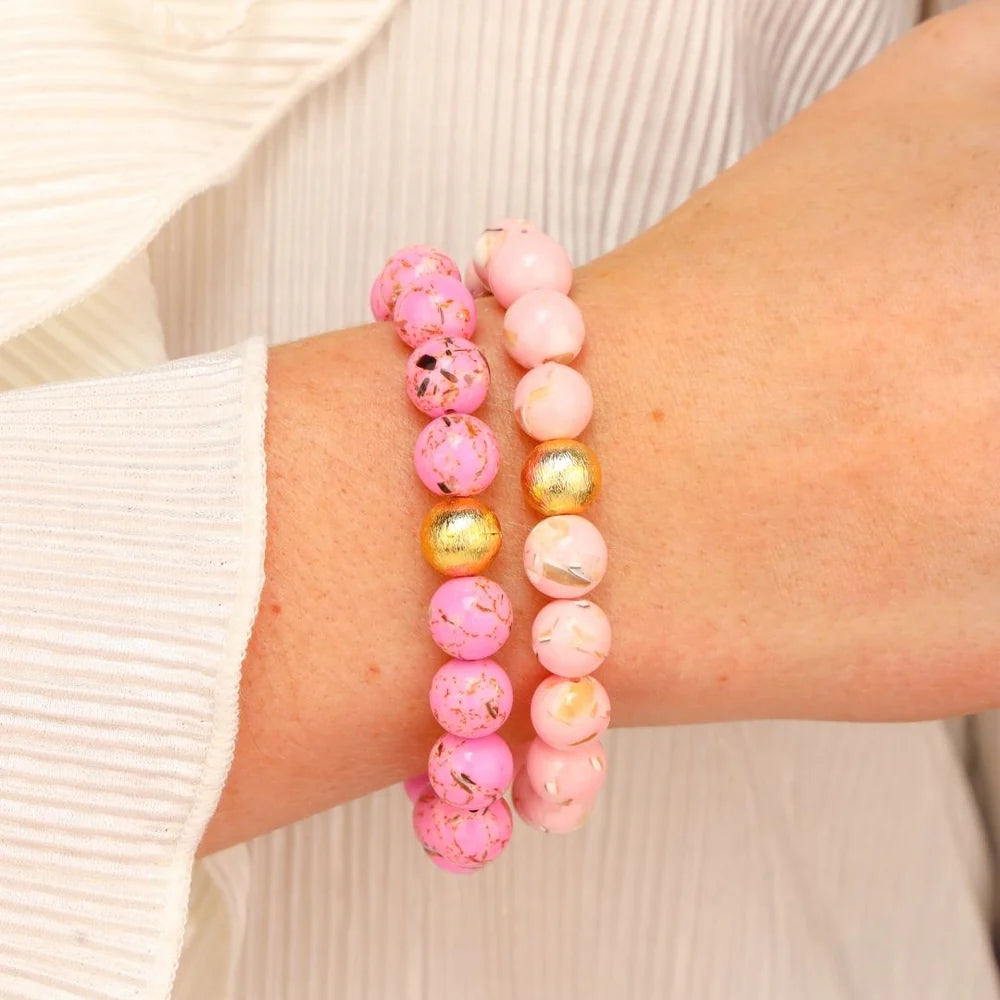 BuDhaGirl | Marble Beaded Bracelet in Blush