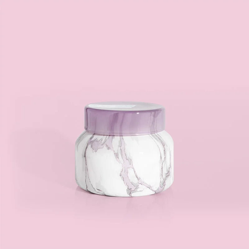 Capri Blue | 8 oz. Marble Petite Jar Candle in Amethyst | Aloha Orchid - preenteronline