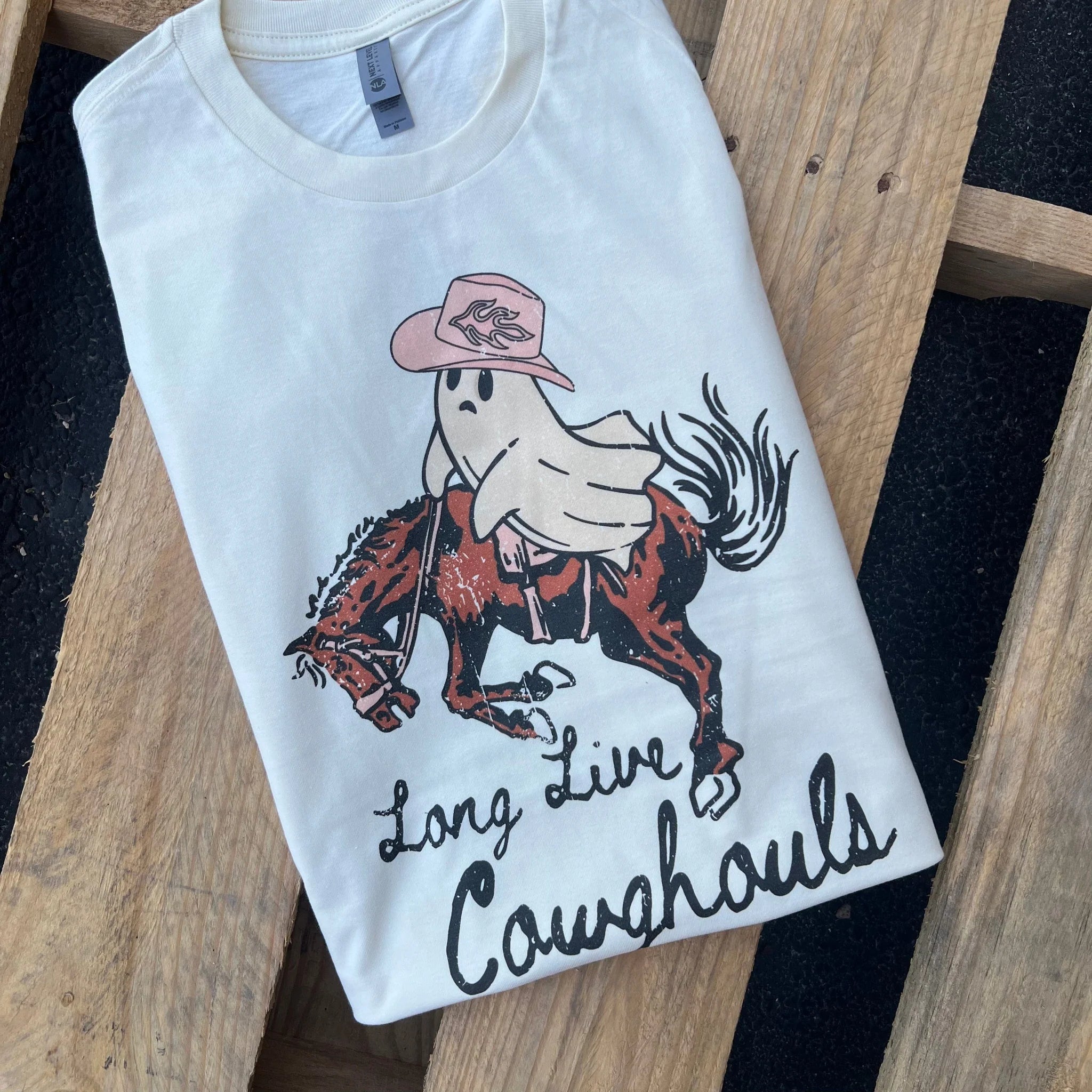 Online Exclusive | Bucking Horse Ghost Long Live Cowghouls Short Sleeve Graphic Tee in Cream - preenteronline