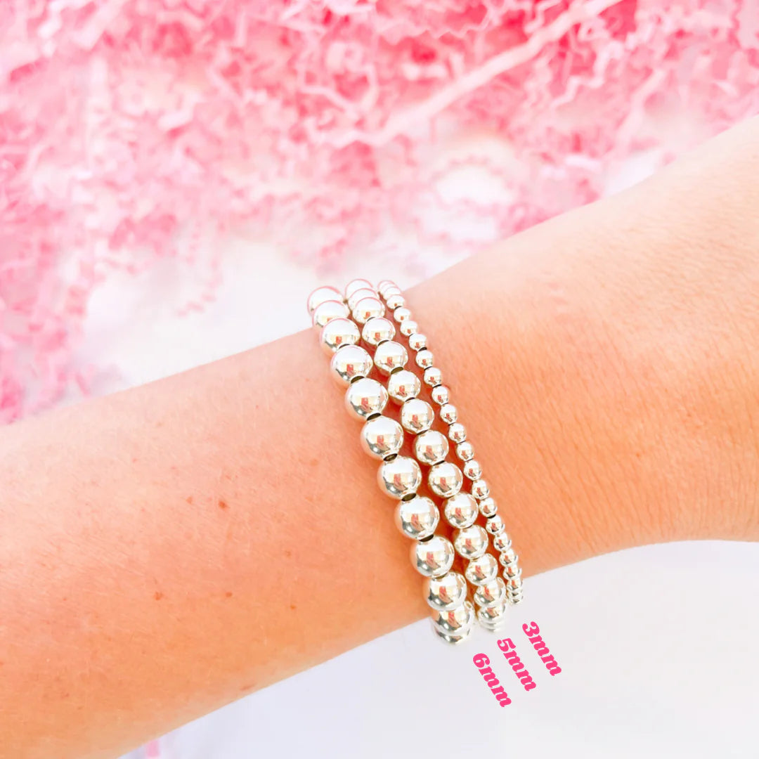 Beaded Blondes | 3MM Silver Beaded Bracelet - preenteronline