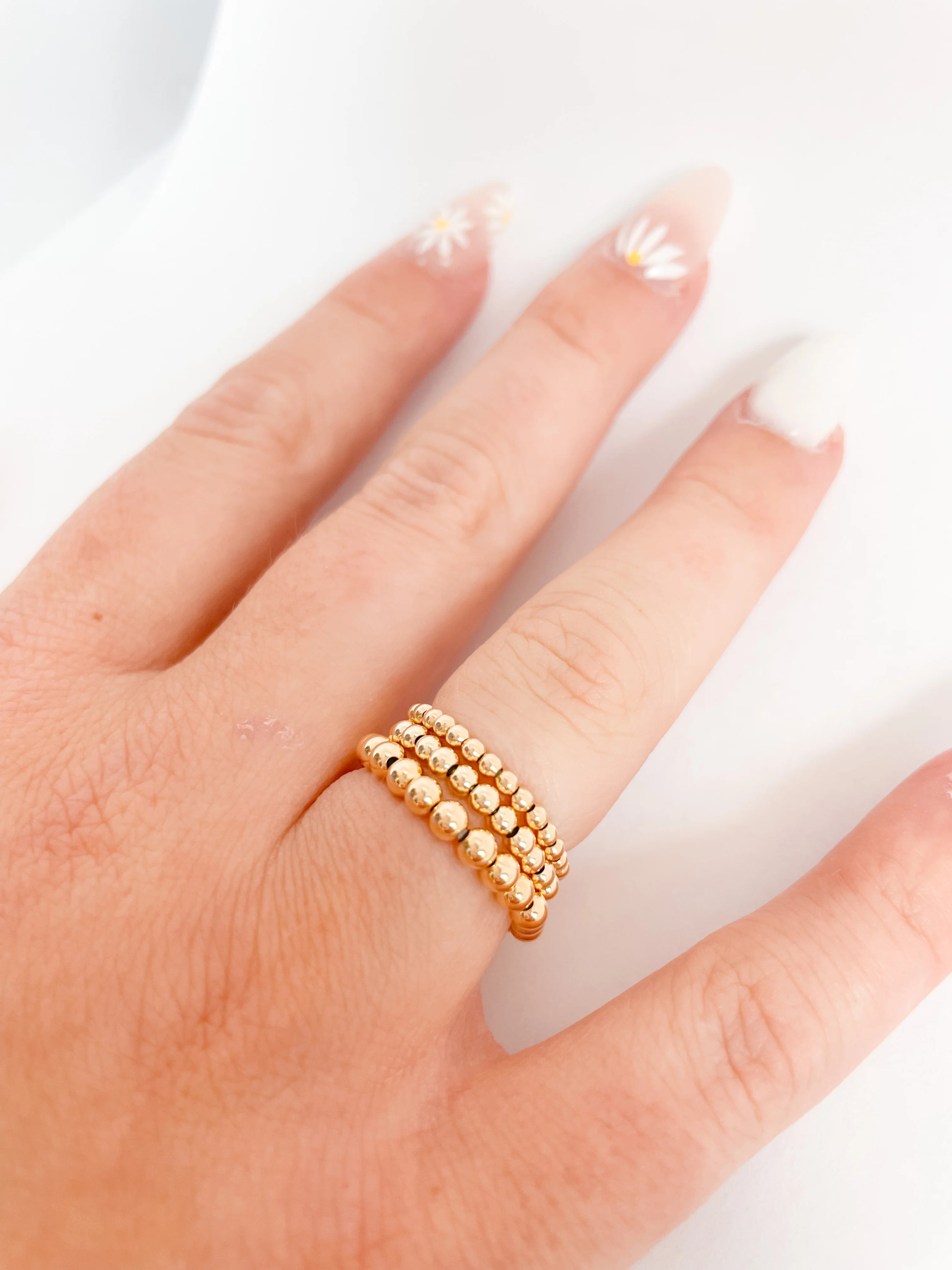 Beaded Blondes | Lauren 3MM Beaded Band Ring in Gold - preenteronline