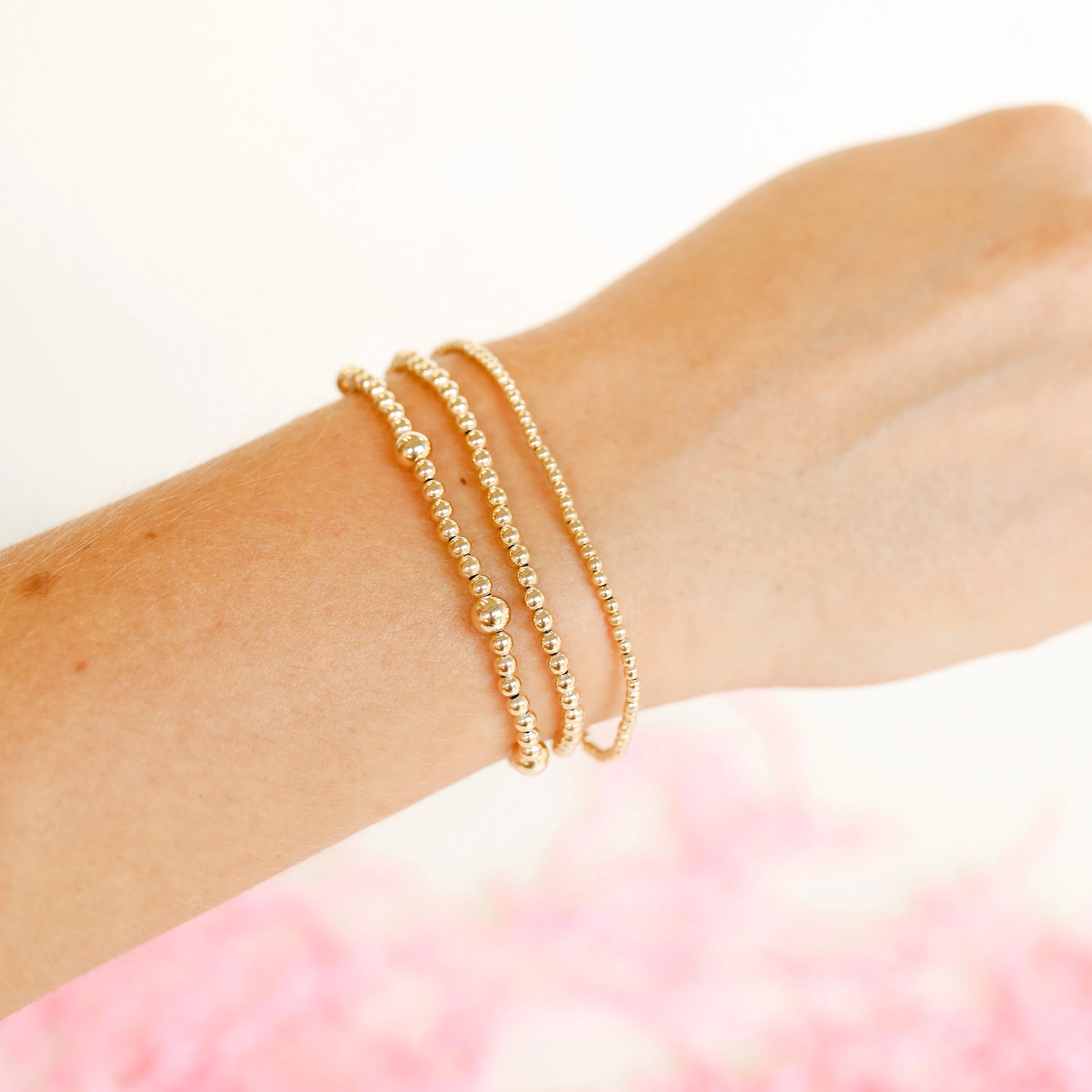 Beaded Blondes | Set of Three | Dainty Everyday Bracelet Stack in Gold - preenteronline