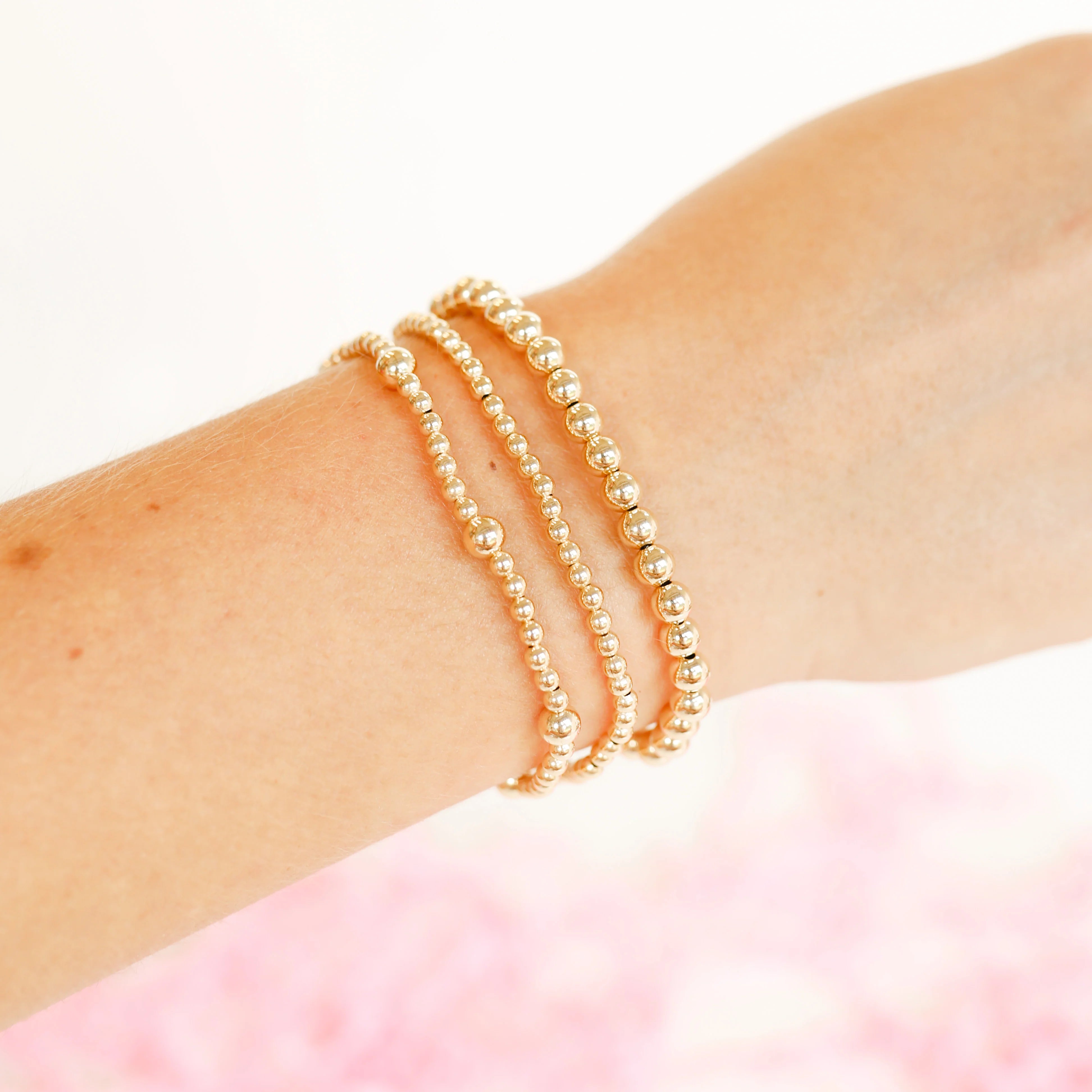 Beaded Blondes | Set of Three | Everyday Bracelet Stack in Gold - preenteronline