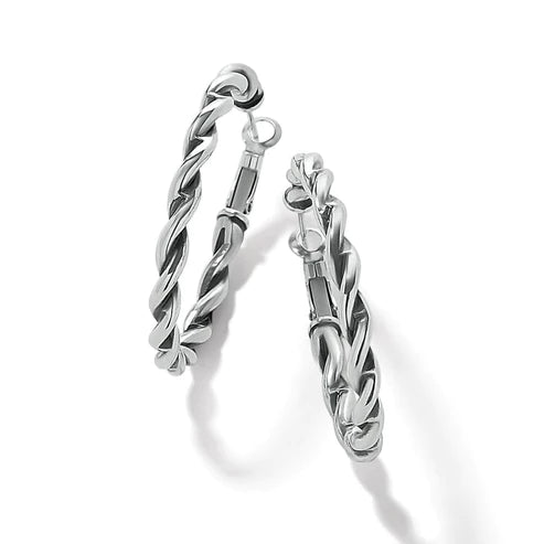 Brighton | Interlok Twist Oval Leverback Hoop Earring in Silver Tone - preenteronline