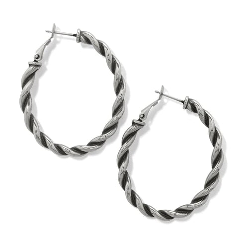 Brighton | Interlok Twist Oval Leverback Hoop Earring in Silver Tone - preenteronline