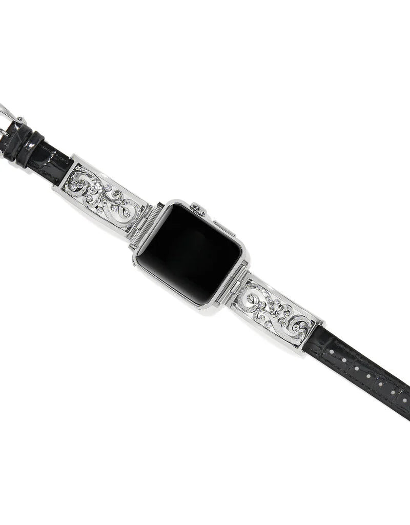 Brighton | Black Irvine Watch Band in Silver Tone - preenteronline