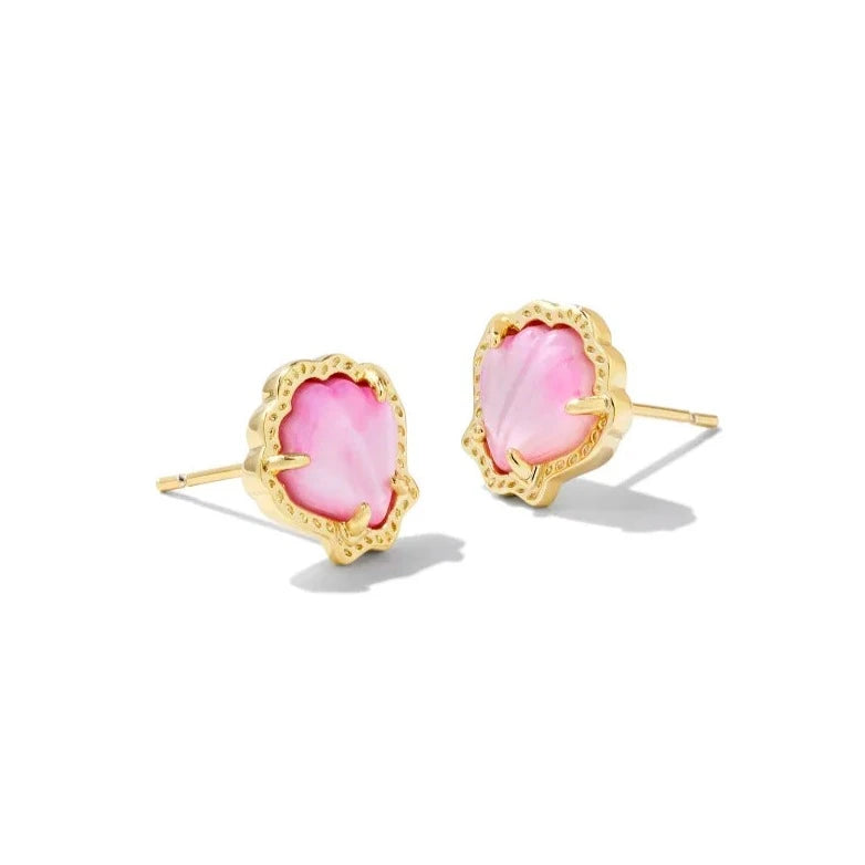 Kendra Scott | Brynne Gold Shell Stud Earrings in Blush Ivory Mother of Pearl - preenteronline