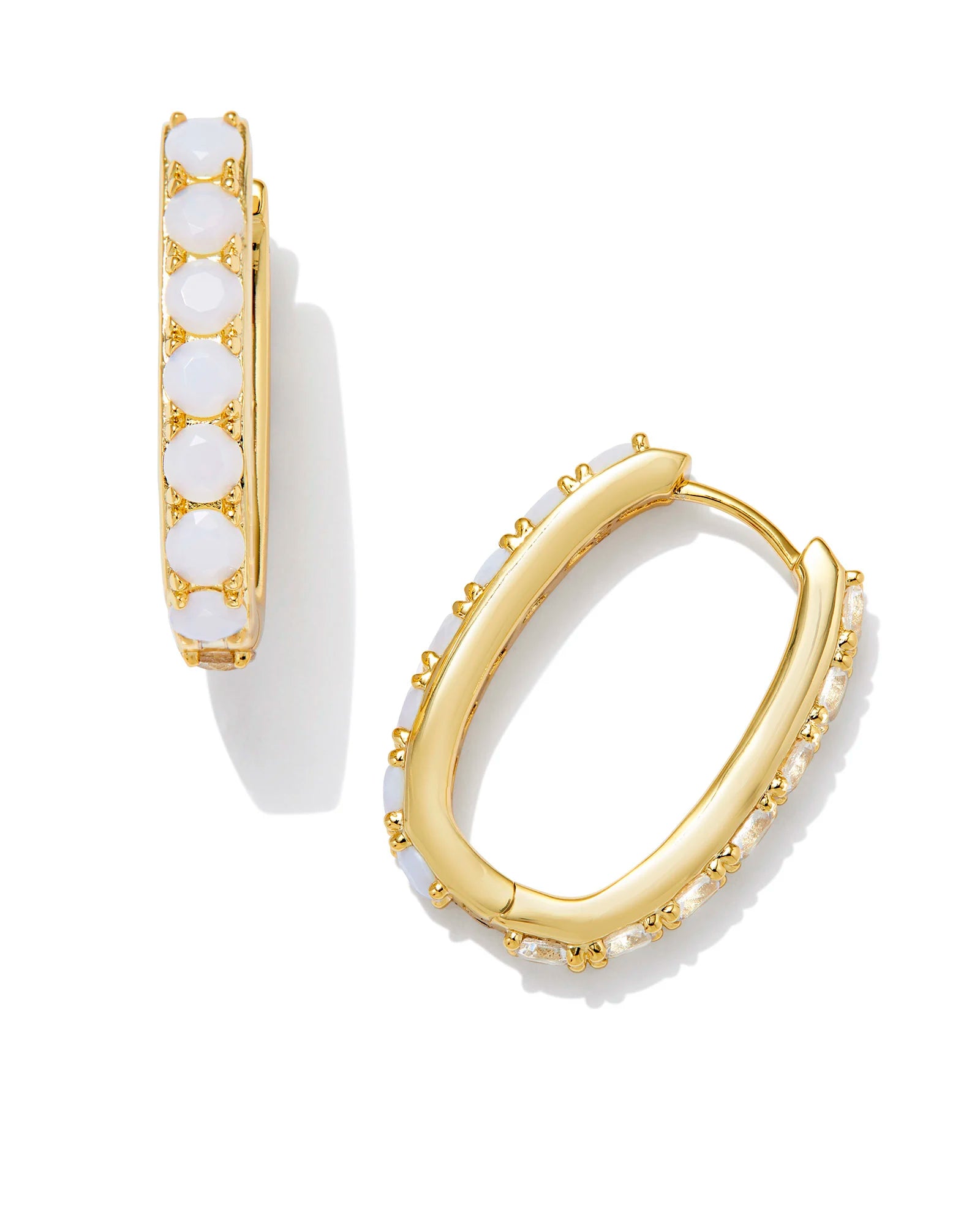 Kendra Scott | Chandler Gold Hoop Earrings in White Opalite Mix - preenteronline