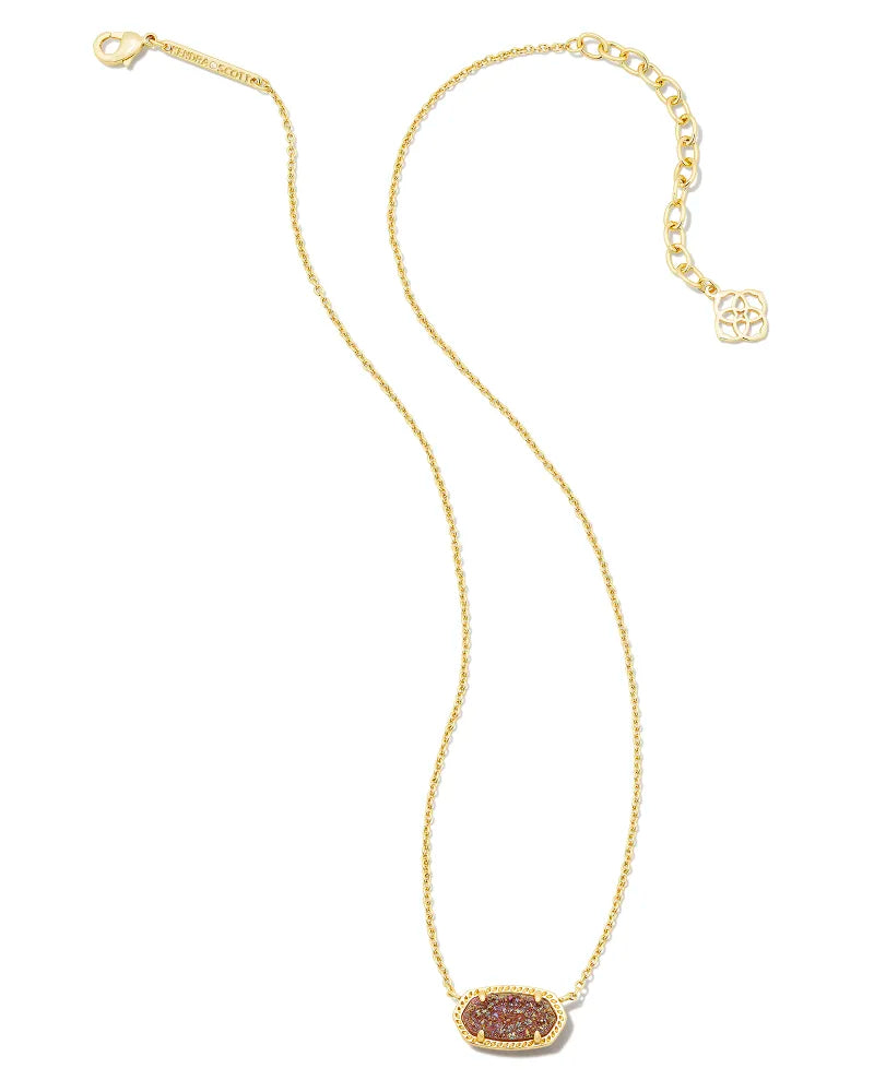 Kendra Scott | Elisa Gold Pendant Necklace in Spice Drusy - preenteronline