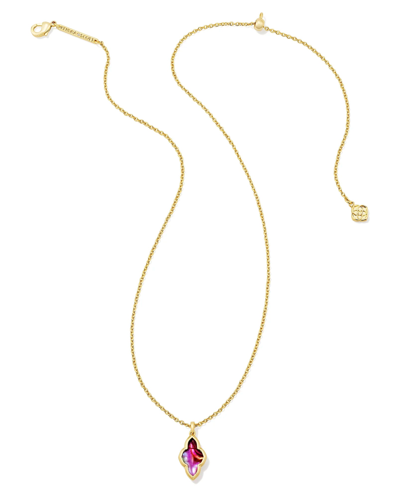 Kendra Scott | Framed Abbie Gold Short Pendant Necklace in Light Burgundy Illusion - preenteronline