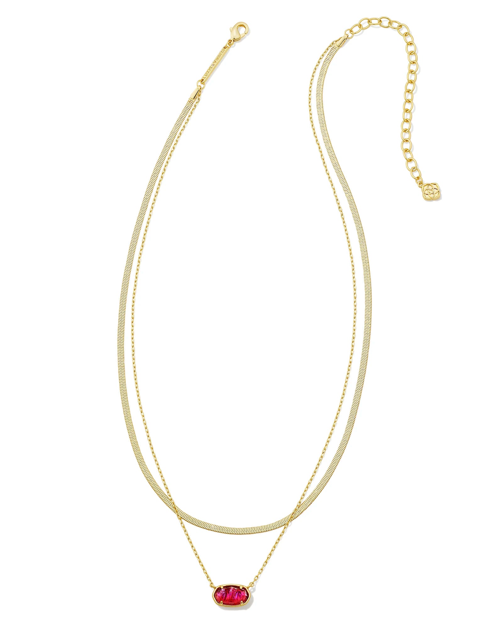 Kendra Scott | Grayson Herringbone Gold Multi Strand Necklace in Light Burgundy Illusion - preenteronline