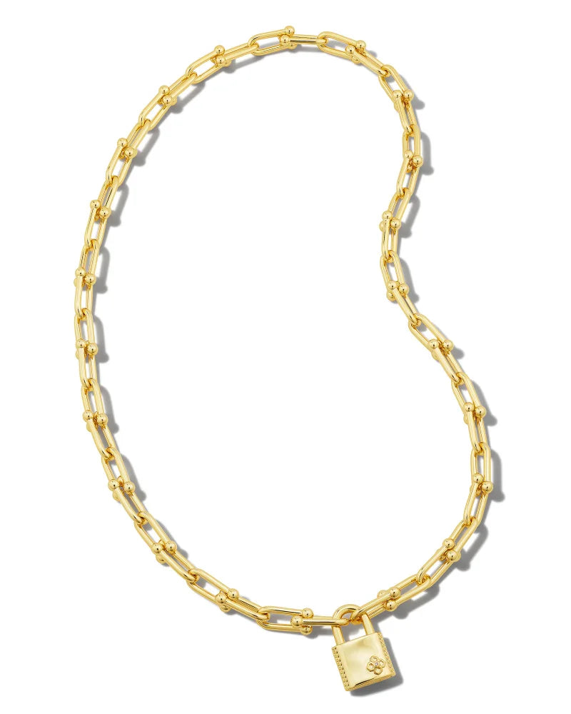 Kendra Scott | Jess Lock Chain Necklace in Gold - preenteronline