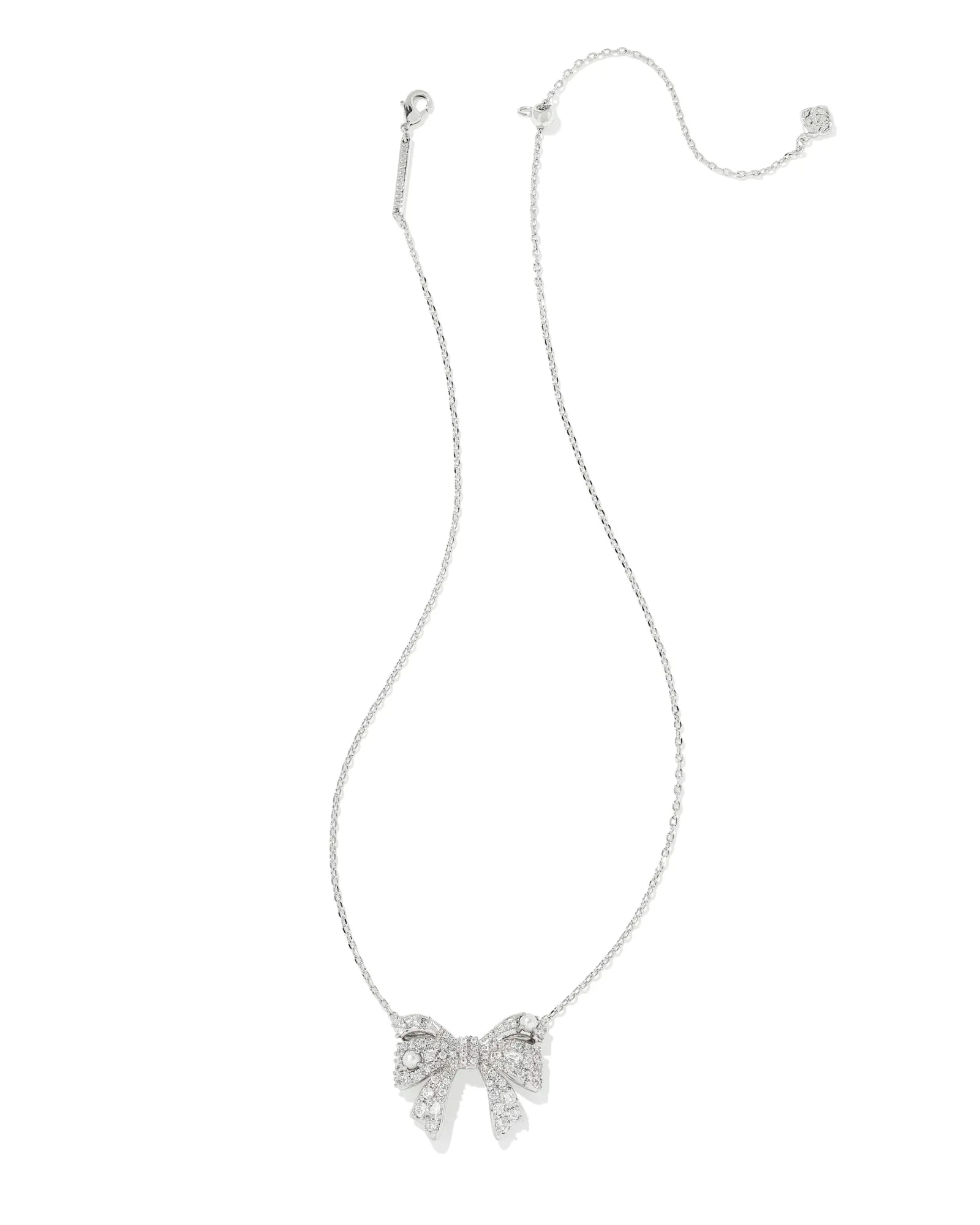 Kendra Scott | Krista Silver Bow Short Pendant Necklace in White Mix