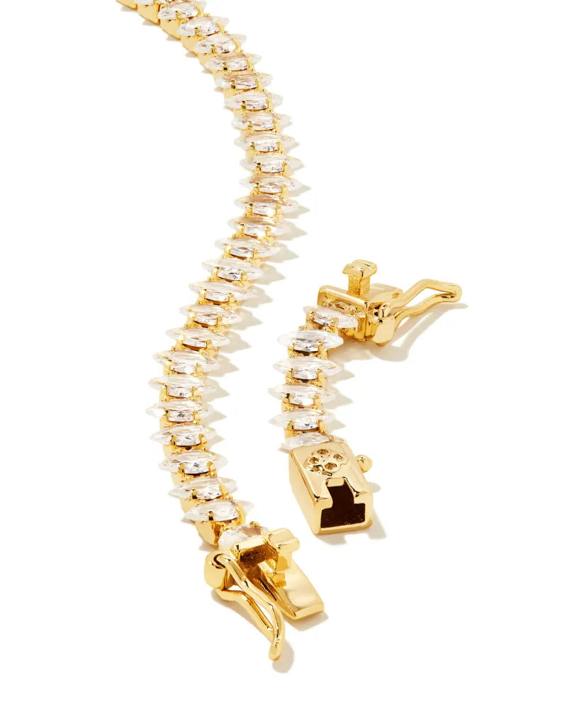 Kendra Scott | Larsan Gold Tennis Necklace in White Crystal - preenteronline