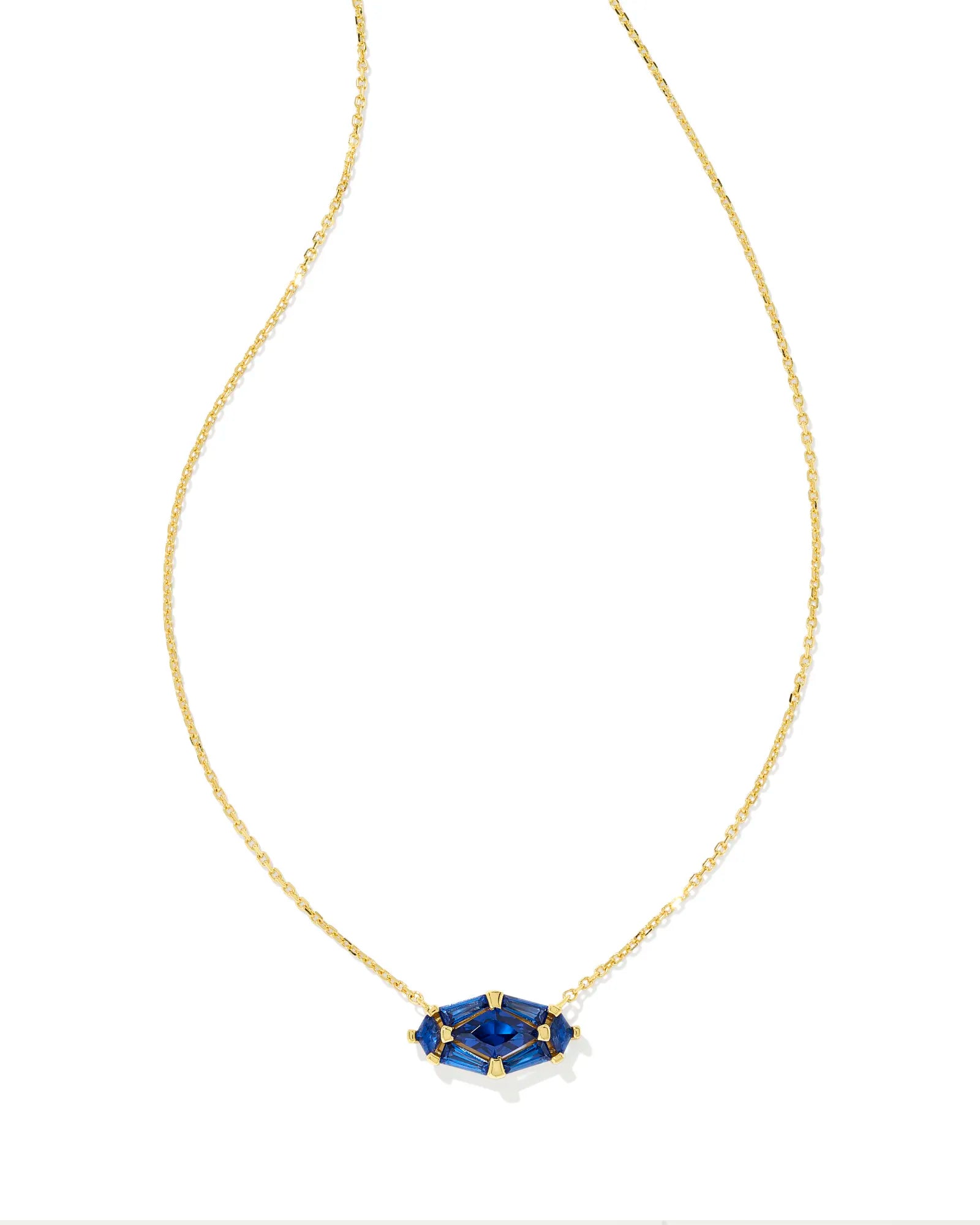 Kendra Scott | Lindy Rae Elisa Gold Short Pendant Necklace in Royal Blue Crystal