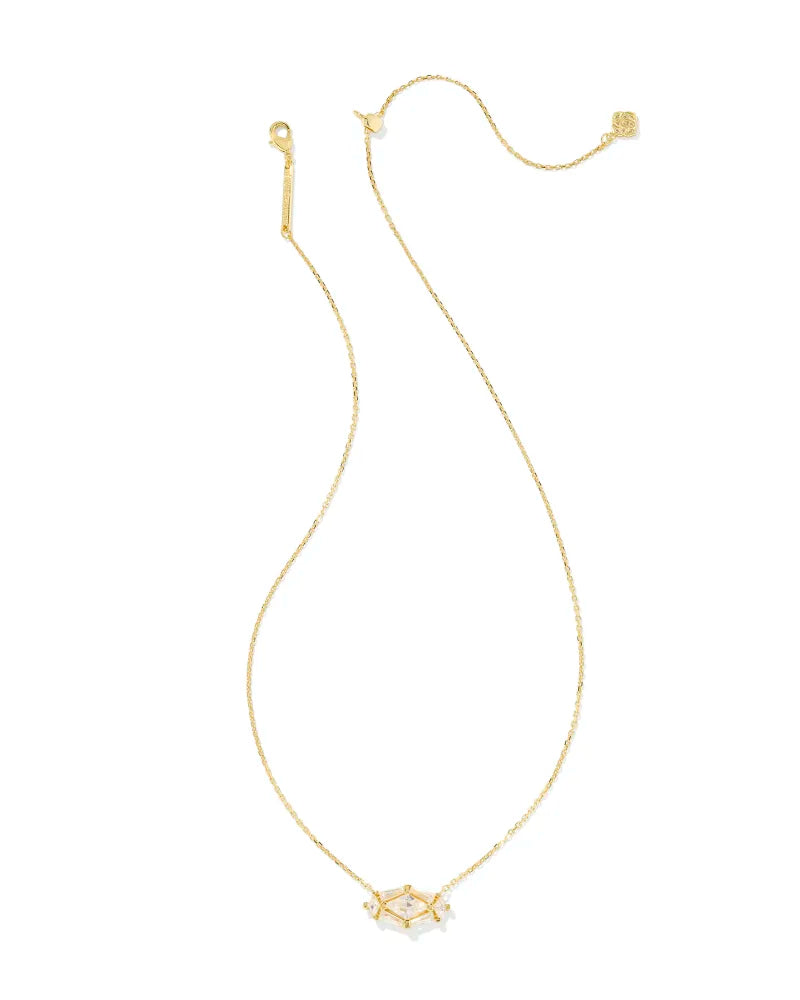 Kendra Scott | Lindy Rae Elisa Gold Short Pendant Necklace in White Crystal