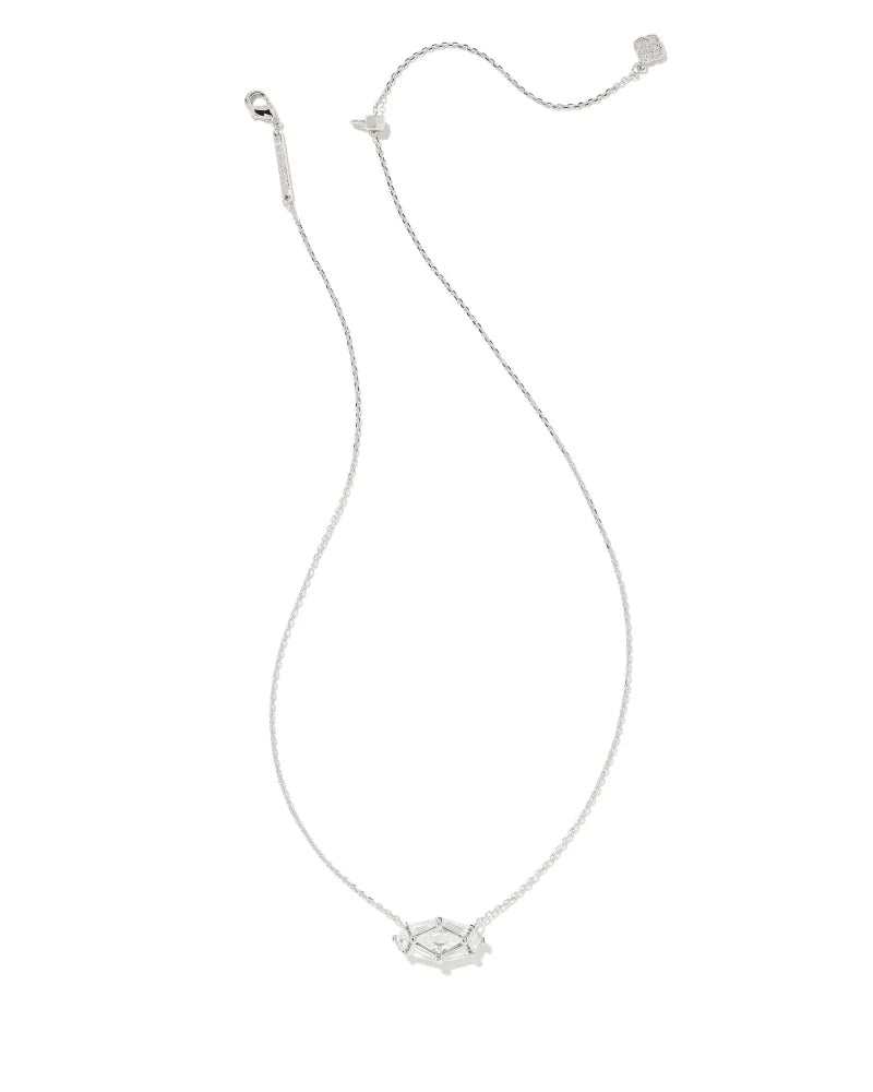 Kendra Scott | Lindy Rae Elisa Silver Short Pendant Necklace in White Crystal