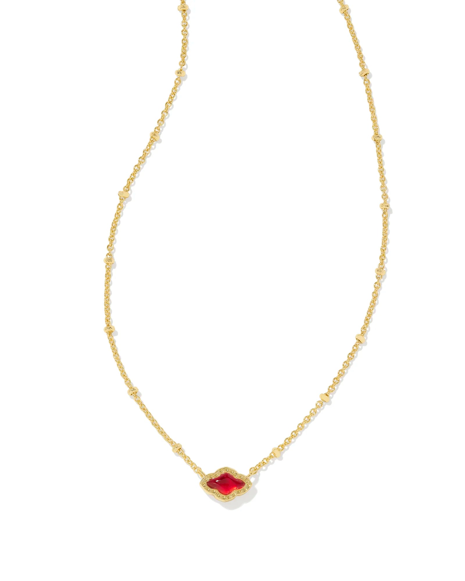 Kendra Scott | Mini Abbie Gold Short Pendant Necklace in Cranberry Illusion