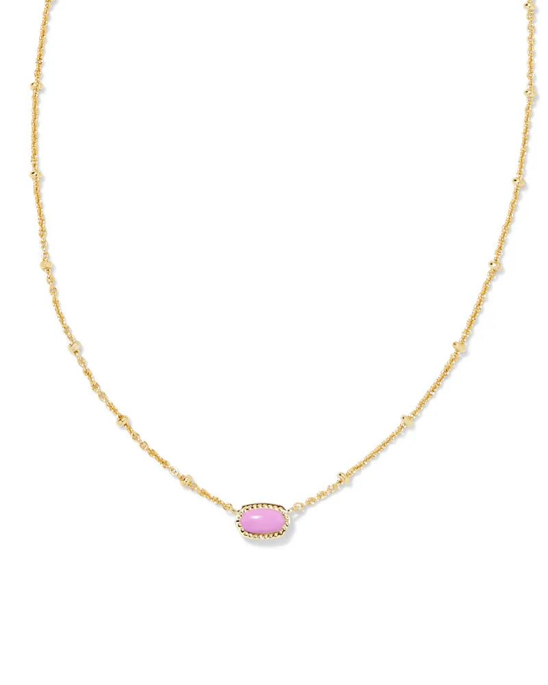 Kendra Scott |  Mini Elisa Gold Satellite Short Pendant Necklace in Fuchsia Magnesite - preenteronline