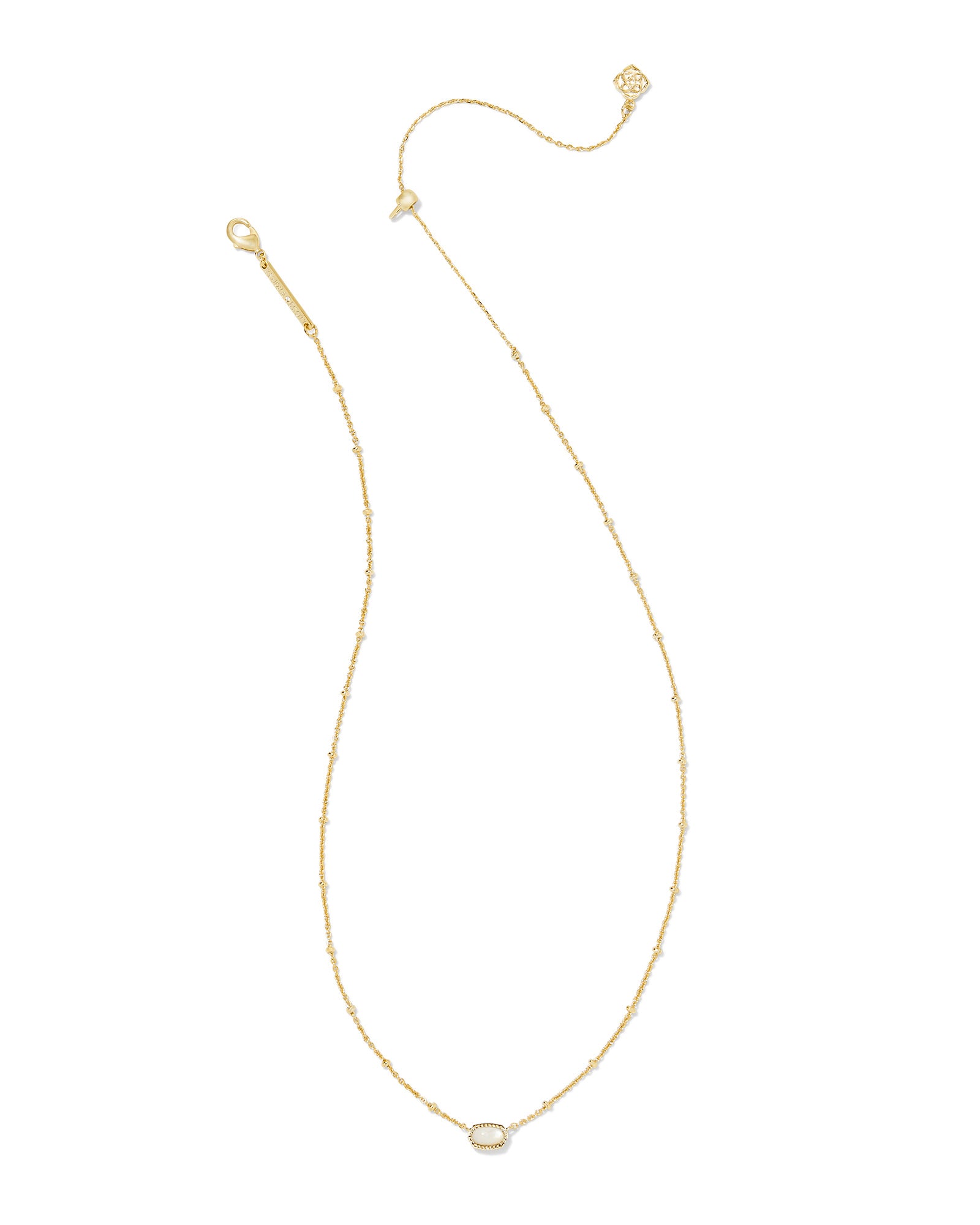 Kendra Scott |  Mini Elisa Gold Satellite Short Pendant Necklace in Ivory Mother of Pearl - preenteronline