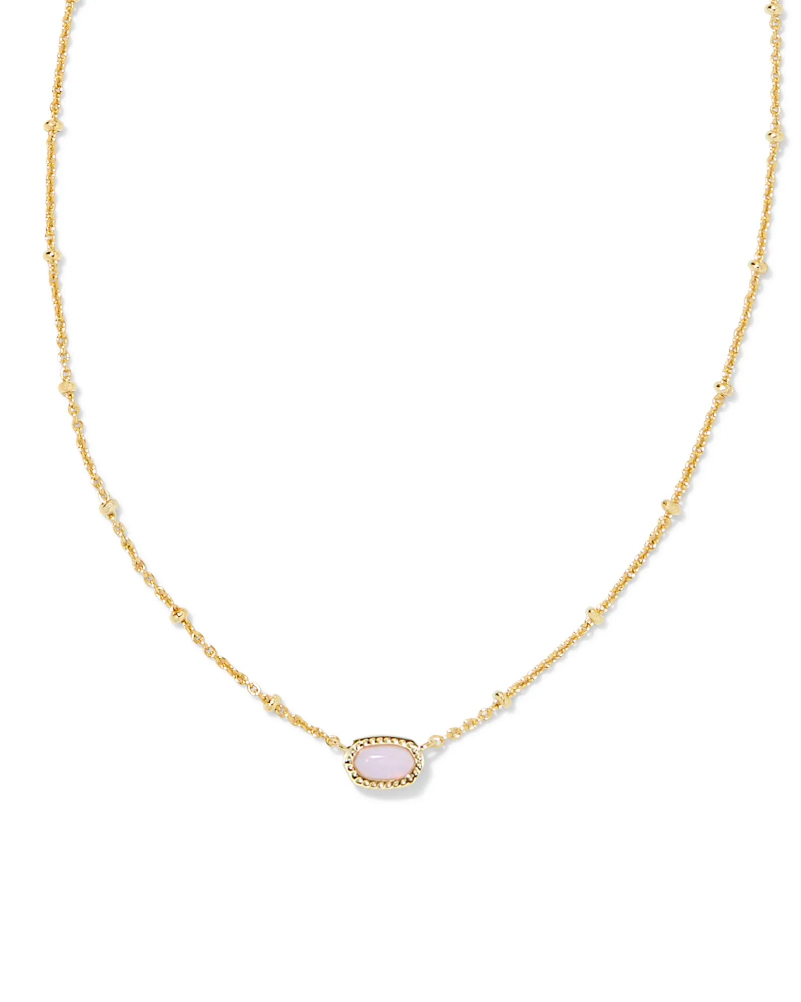 Kendra Scott |  Mini Elisa Gold Satellite Short Pendant Necklace in Pink Opalite Crystal - preenteronline