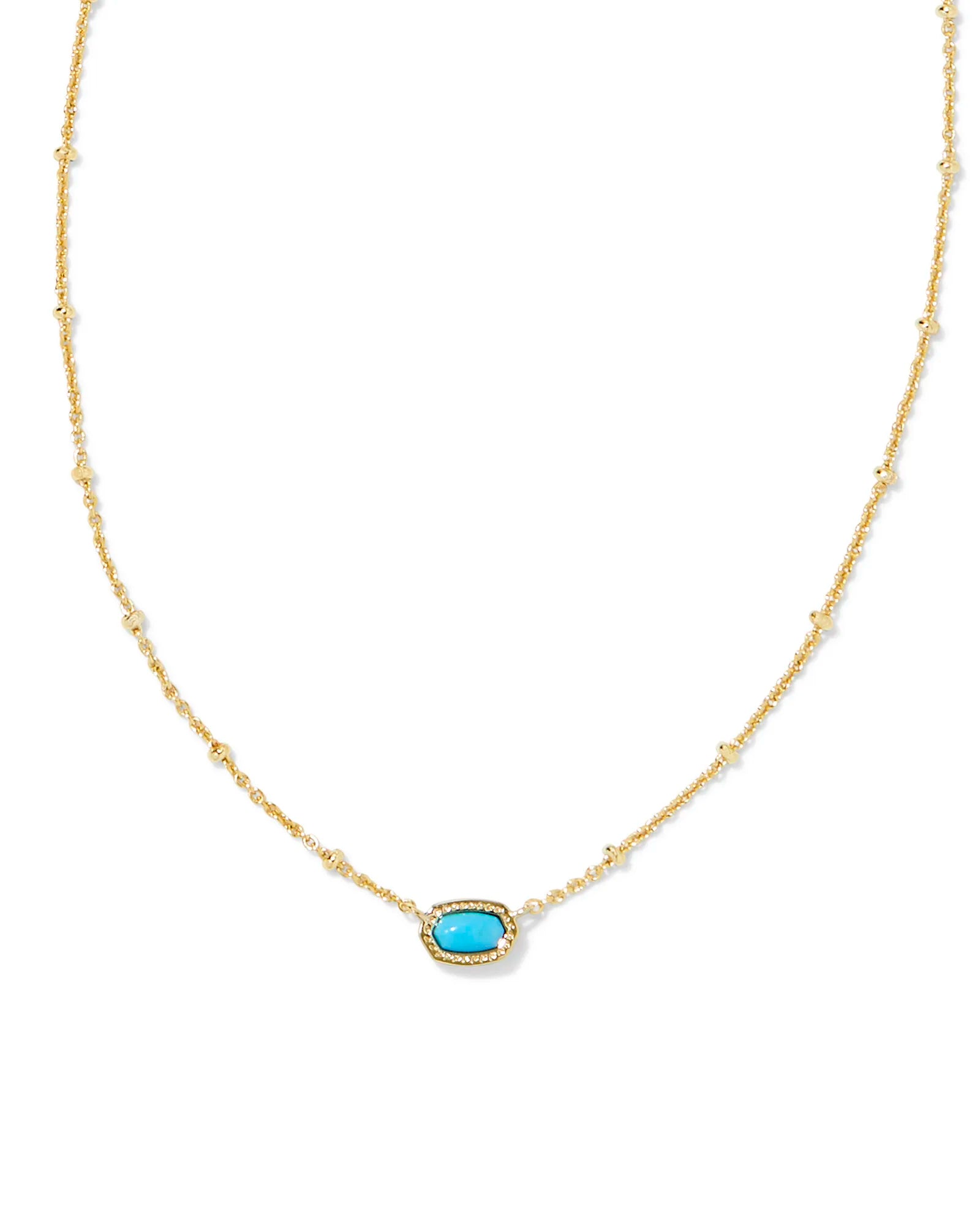 Kendra Scott |  Mini Elisa Gold Satellite Short Pendant Necklace in Turquoise Magnesite - preenteronline