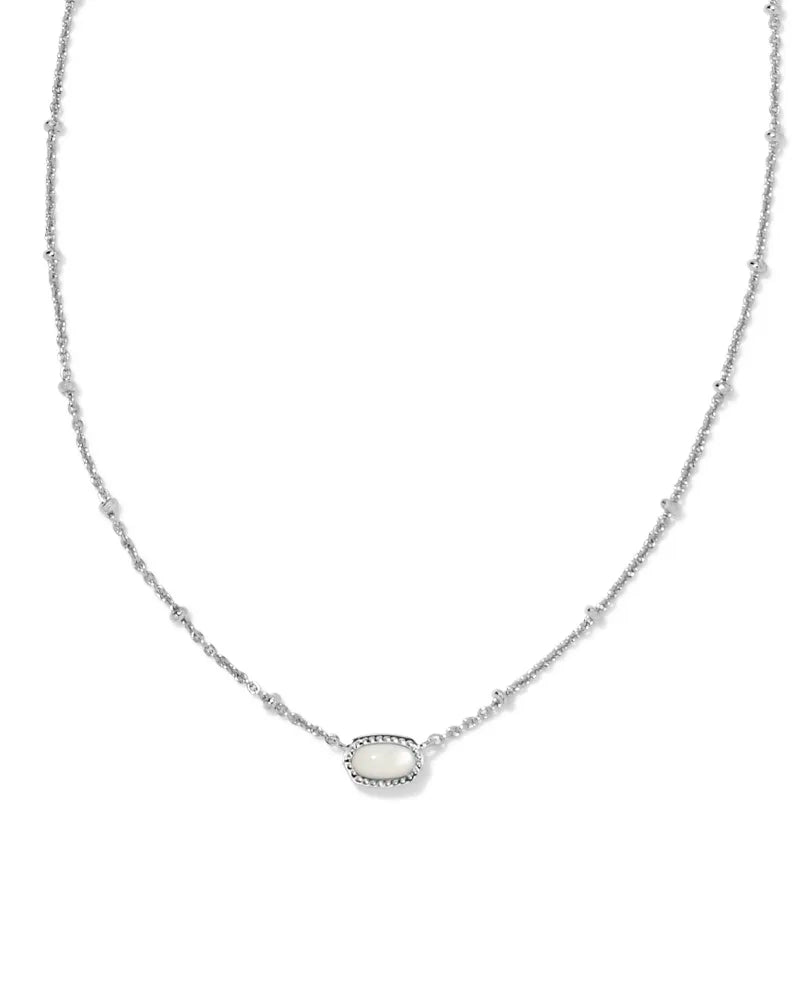 Kendra Scott |  Mini Elisa Silver Satellite Short Pendant Necklace in Ivory Mother of Pearl - preenteronline