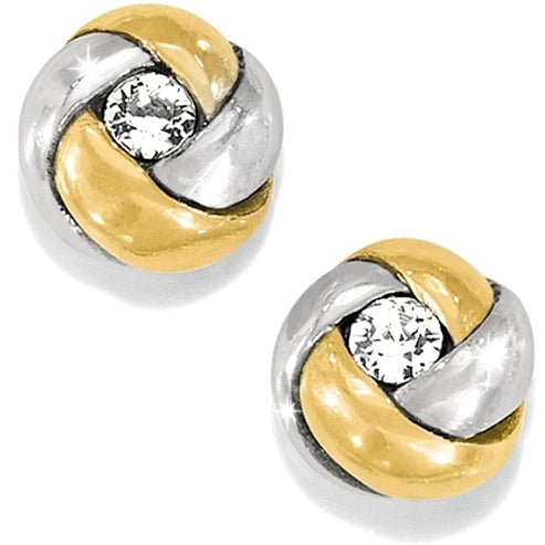 Brighton | Love Me Knot Mini Post Earrings in Silver and Gold Tone - preenteronline