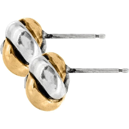 Brighton | Love Me Knot Mini Post Earrings in Silver and Gold Tone - preenteronline