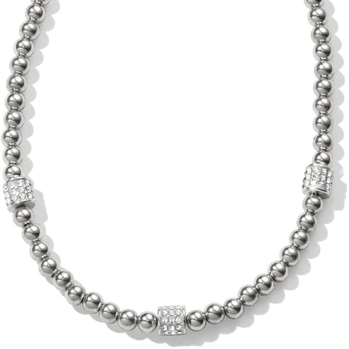 Brighton | Meridian Petite Beads Station Necklace in Silver Tone - preenteronline