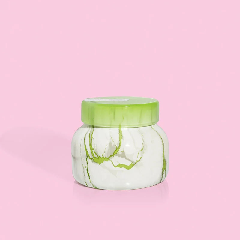 Capri Blue | 8 oz. Marble Petite Jar Candle in Limelight | Honeydew Crush - preenteronline